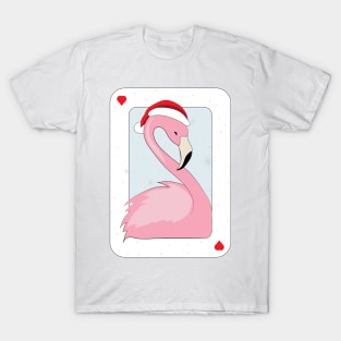 Pink Flamingo in Santa Hat T-Shirt